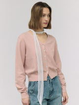 V NECK BOKASHI CARDIGAN BABY PINK