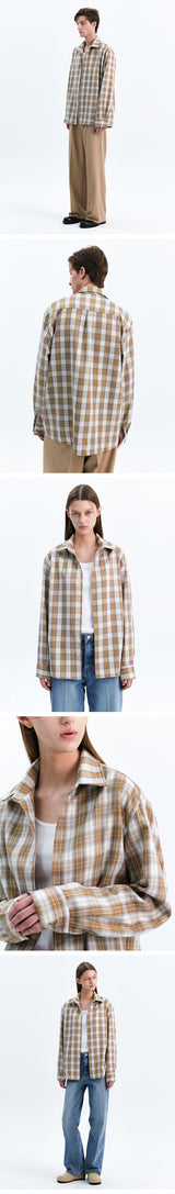 PATTERNED ETHNIC OMBRE CHECK SHIRT_BEIGE