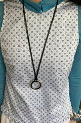 Silver O ring leather necklace