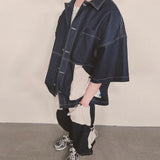 reverse terry pocket denim shortsleeve shirt_blue