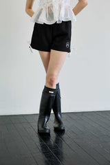 RIBBON JERSEY TRACK MICRO SHORTS / BLACK