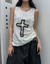 Vintage Cross Lace String Sleeveless