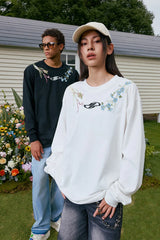 フローラルカラーエンブロイダリー長袖Tシャツ