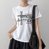 コード レタリング ショートスリーブ クロップ Tシャツ (3 colors)