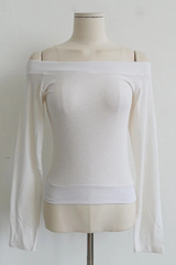 RIBBED HEM OFF-SHOULDER TEE (3COLORS!)