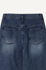 サンドウォッシュ加工ワイドデニムパンツ