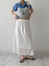Seersucker Layered Banding Skirt