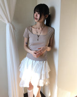 [MADE] Etro Lace V-Neck Short Sleeve T-shirt