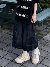  cargo buckle bermuda denim pants