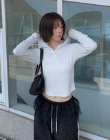 ポピーボタンスリムフードTシャツ