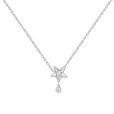 シルバースパークリングスタードロップロジウムメッキ+925シルバーネックレス N066-04H