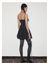 rirri SS 100% Cotton Jacquard Camisole Dress with Smocked Waist in Slimming Black (Excluding Blue Sash)