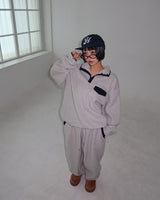 [UNISEX] Coloring fleece half zip-up & jogger pants set