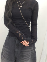 Flower Lace Slim Knit Top