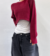 (WARMER DETAIL!) シッククロップドワイドルーズラウンドニット - 2 COLOR