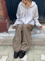 Drea Banding Cotton Wide Bootcut Pants