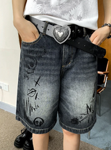 レトロディストレスウォッシュドストレートデニムパンツ