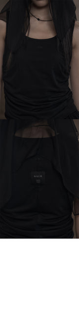 [mnem] Metal Logo Rib Tank (black)