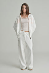 NYC hooded zip-up, Ivory