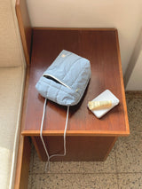 mini pocket bag - padding glossy blue