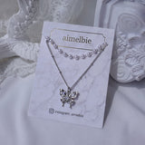 [(G)I-DLE Shuhua Necklace] Mystique Butterfly Layered Necklace - Silver color