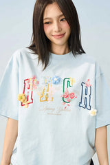 ヤーンフラワーグラフィックTシャツ