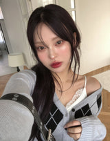 EB Argyle Crop Cardigan