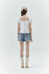 KIRSH PLAIN SEMI WIDE DENIM SKIRT PANTS - LIGHT BLUE 
