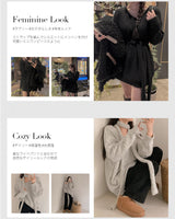 Wool knit one-piece & tie set