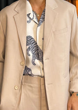Linen loose-fit jacket 4COLOR