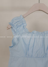 pintuck frill square off-shoulder blouse