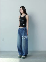 ノーキンサイドダーティーロゴデニムバンディングパンツ UNISEX