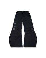 マルチバックルウォッシュドブラックデニムパンツ