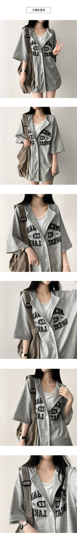 Ganm Boxy fit 半袖ボタンカーディガン