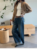 [4season] Wide roll up denim pants(3color)