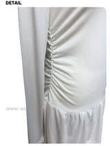 Trendy lace frill long-sleeved shirring T-shirt