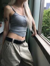 Henley ribbed sleeveless(3color)