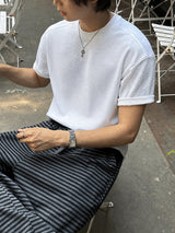 LMN メグワッフルカットセミクロップ半袖Tシャツ (4 colors)