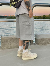 Double knee carpenter sweat half pants 2C