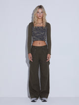 EYELET CARGO PANTS