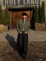 Double pocket herringbone pants