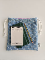denim ribbon string pouch - light blue L