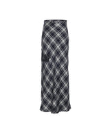 8287 Logo Check-pattern Long Skirt (Navy)