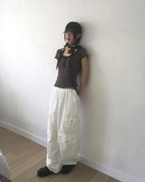 Serin レースボタン半袖Tシャツ