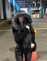 26SS★ メイドルーティンベルベットファーフードジップアップ