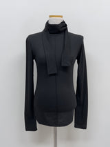[Brushed Lining] Tie Pintuck Turtleneck T-Shirt