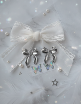 [ILLIT イロハ, NMIXX へウォン Piercing] バレリーナリボンピアス - Silver