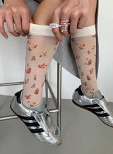 Flower pop knee socks