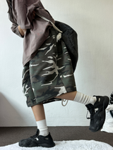 SHORT MILITARY WASHING BALLOON BERMUDA 🖤🩶💚🍪2COLOR