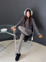 wool fleece stripe strap pumpkin dress